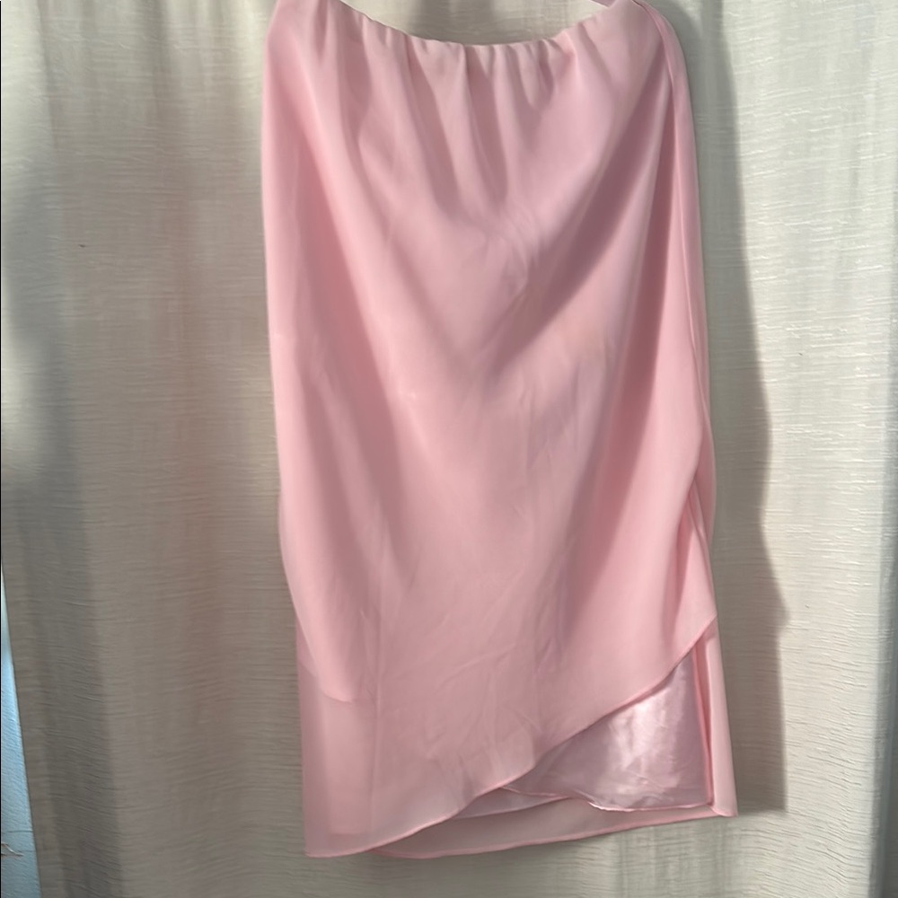 Vintage Elegant Pink Chiffon with satin lined Women's Skirt and top size unknown